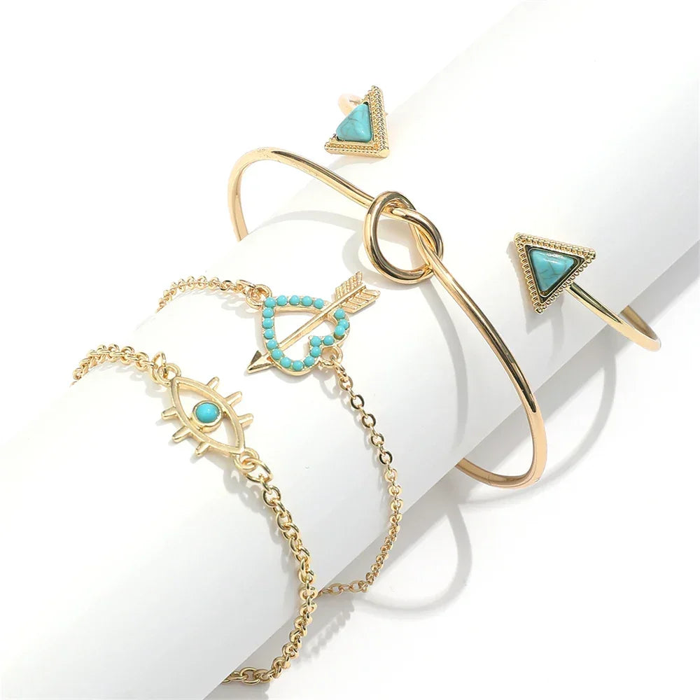 4 Pcs Boho Style Hollow Love - Piña Colada