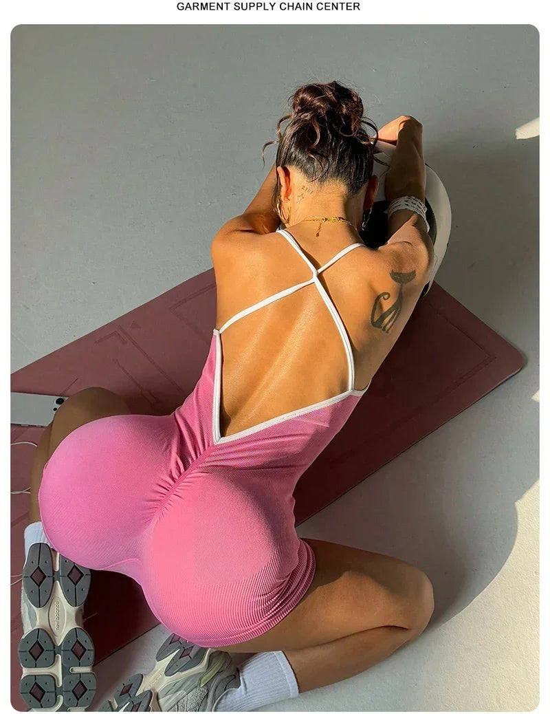 Sexy Backless Jumpsuit Women Yoga - Piña Colada