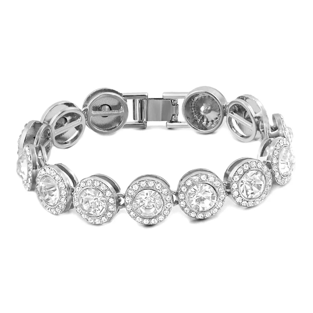 Iced Out Heart & Cuban Link Bracelet - Piña Colada