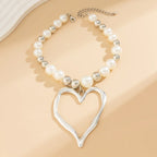 Heart Pendant Pearl Choker Necklace - Piña Colada