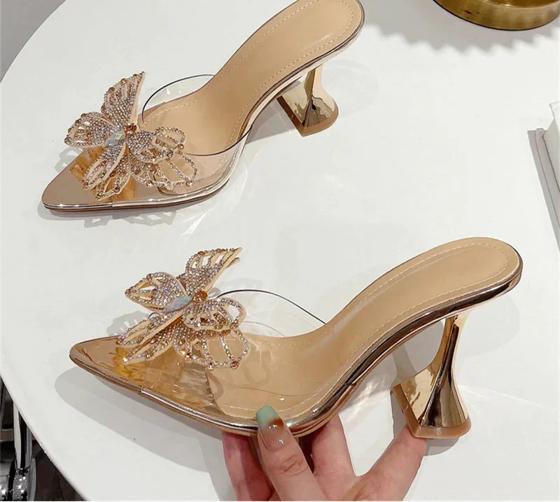 Crystal Bowknot Slippers Sexy - Piña Colada