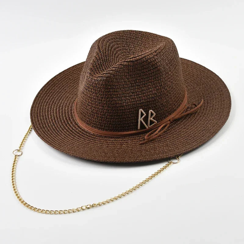 Metal RB Letter Straw Hats - Piña Colada