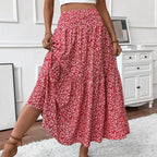Floral Print Elastic Waist Loose - Piña Colada