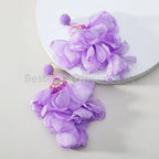 Boho Multicolor Cotton Flower Earrings - Piña Colada