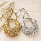 Gold Knotted Noodle Shoulder Bag – Luxury PU Hobo Clutch - Piña Colada
