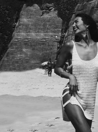 U Neck Sleeveless Knit Beach Dress - Piña Colada
