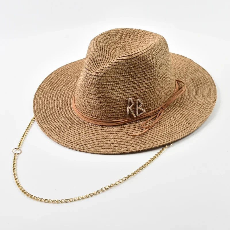 Metal RB Letter Straw Hats - Piña Colada