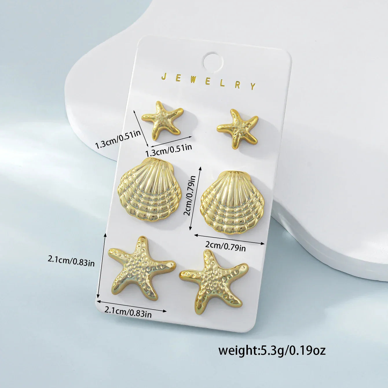 6Pcs Starfish Shell Stud Earrings - Piña Colada