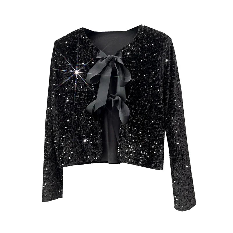 Sequins Jacket Bow Top - Piña Colada