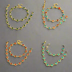 316L Stainless Steell Colour Heart Rhinestones - Piña Colada