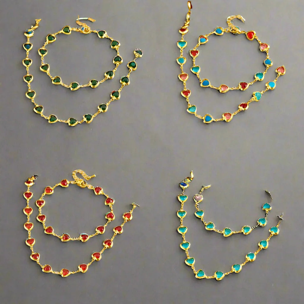 316L Stainless Steell Colour Heart Rhinestones - Piña Colada