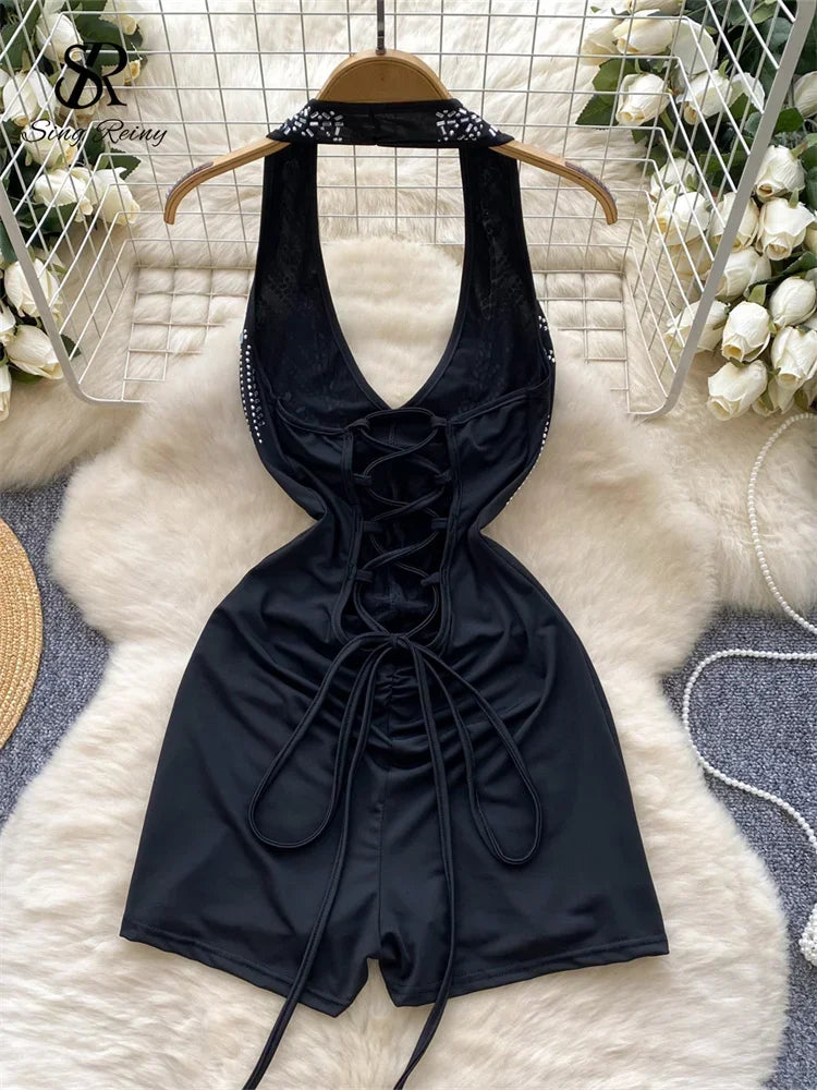 Rompers Fashion V Neck Backless - Piña Colada