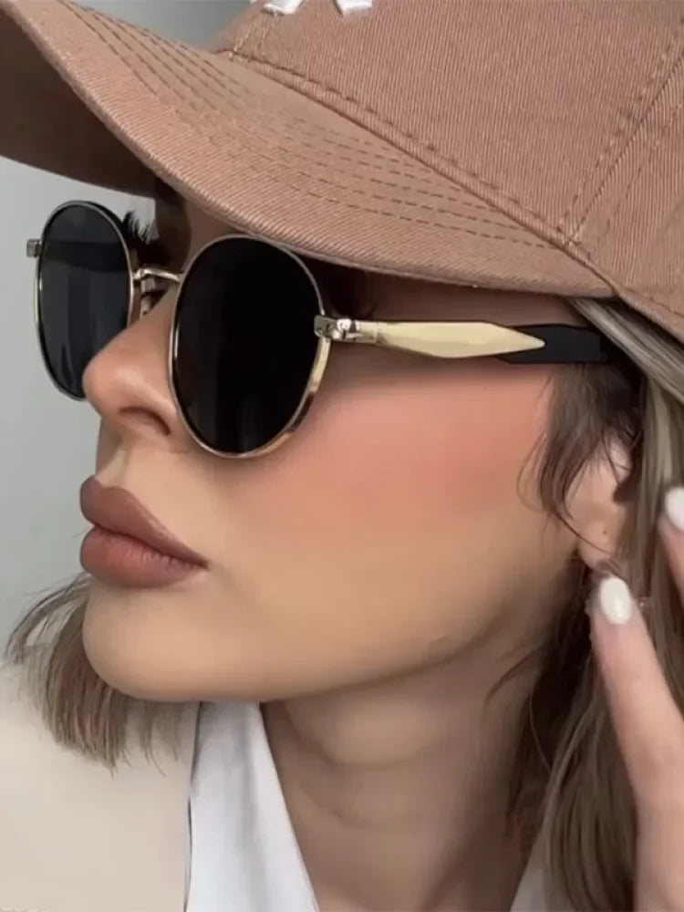 Vintage Round Metal Sunglasses - Piña Colada