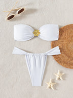 Flower Strapless Bikini Set - Piña Colada