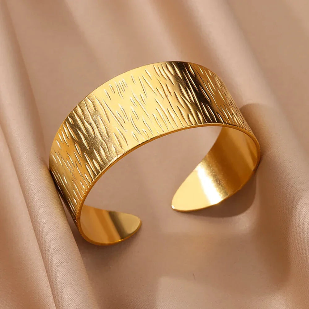 Stainless Steel Wide Bangles - Piña Colada