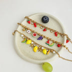 Bracelet 18K Gold Plated Stainless Steel Strawberry - Piña Colada