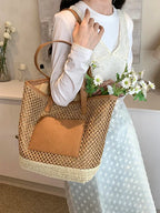 Women Straw Crochet Beach Handbag - Piña Colada