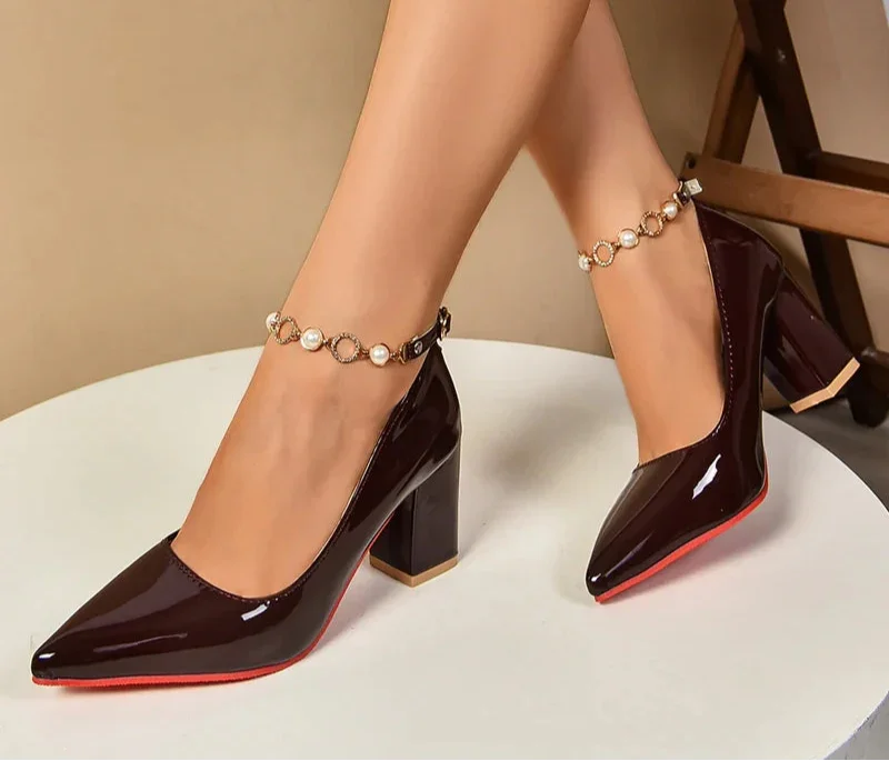 7cm Chunky Heels Pumps - Piña Colada