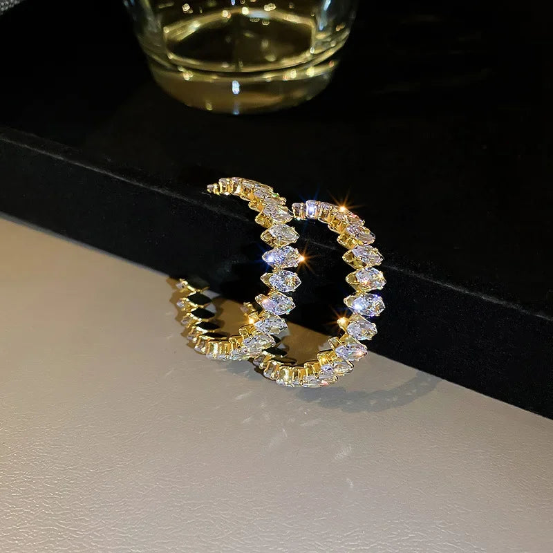 Hoop Earrings Zircon Crystal - Piña Colada