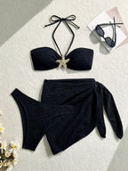 3-Piece Leopard Mesh Bikini Set – Starfish Charm & Bandeau Top - Piña Colada