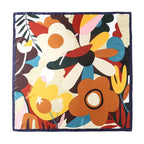 Silk Satin Square Scarf Flower - Piña Colada