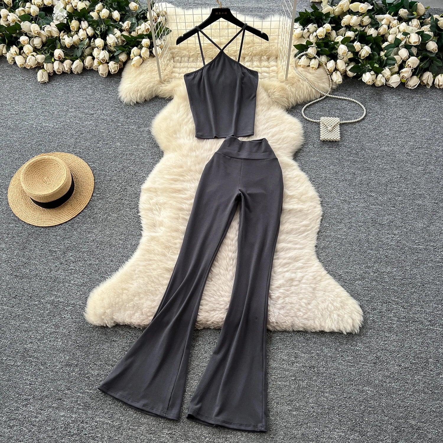 Unidance Pleated Square Neck Two-Piece Set – Casual Chic for Spring/Summer - Piña Colada