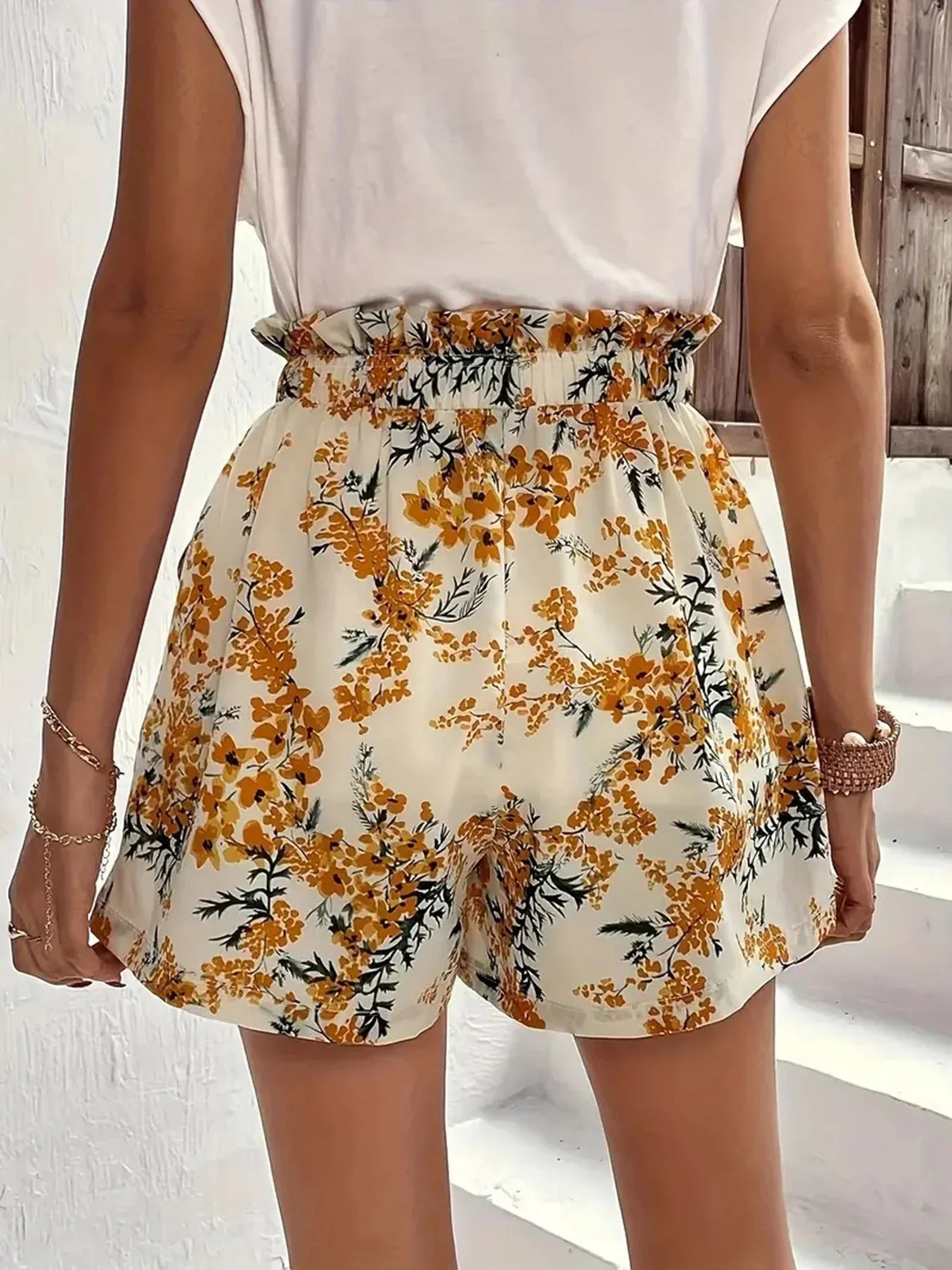 Floral Print Shorts - Piña Colada