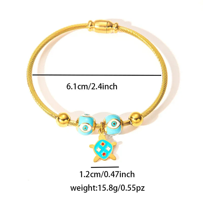 Colorful Eyes & Heart Drip Oil Pendant Bracelet - Piña Colada