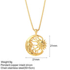 Gold Pendant Long Stainless Steel Chains - Piña Colada
