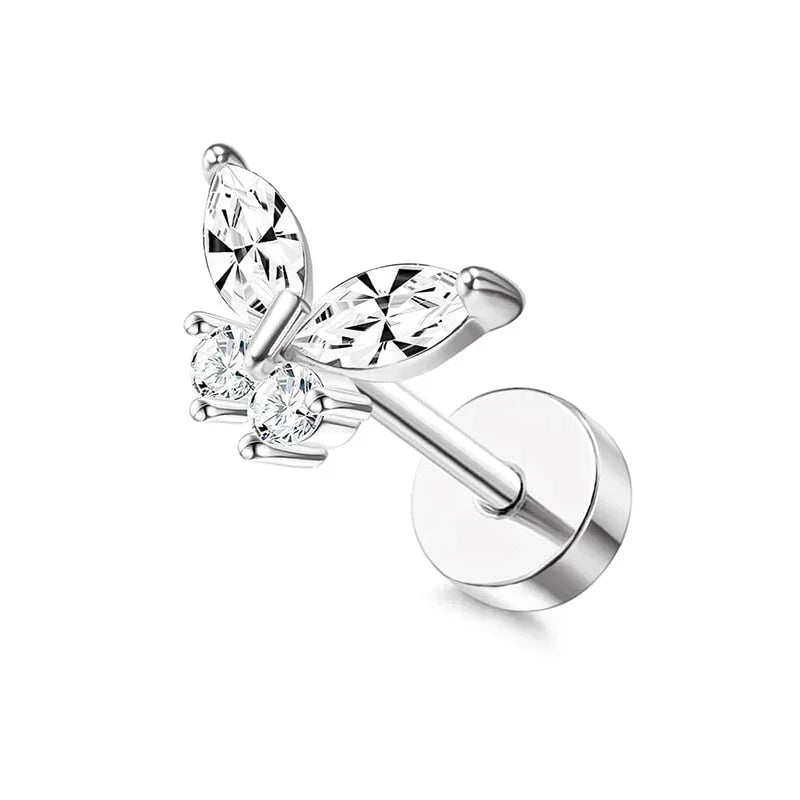 Moon-Shaped Screw-Back Stud Earring - Piña Colada