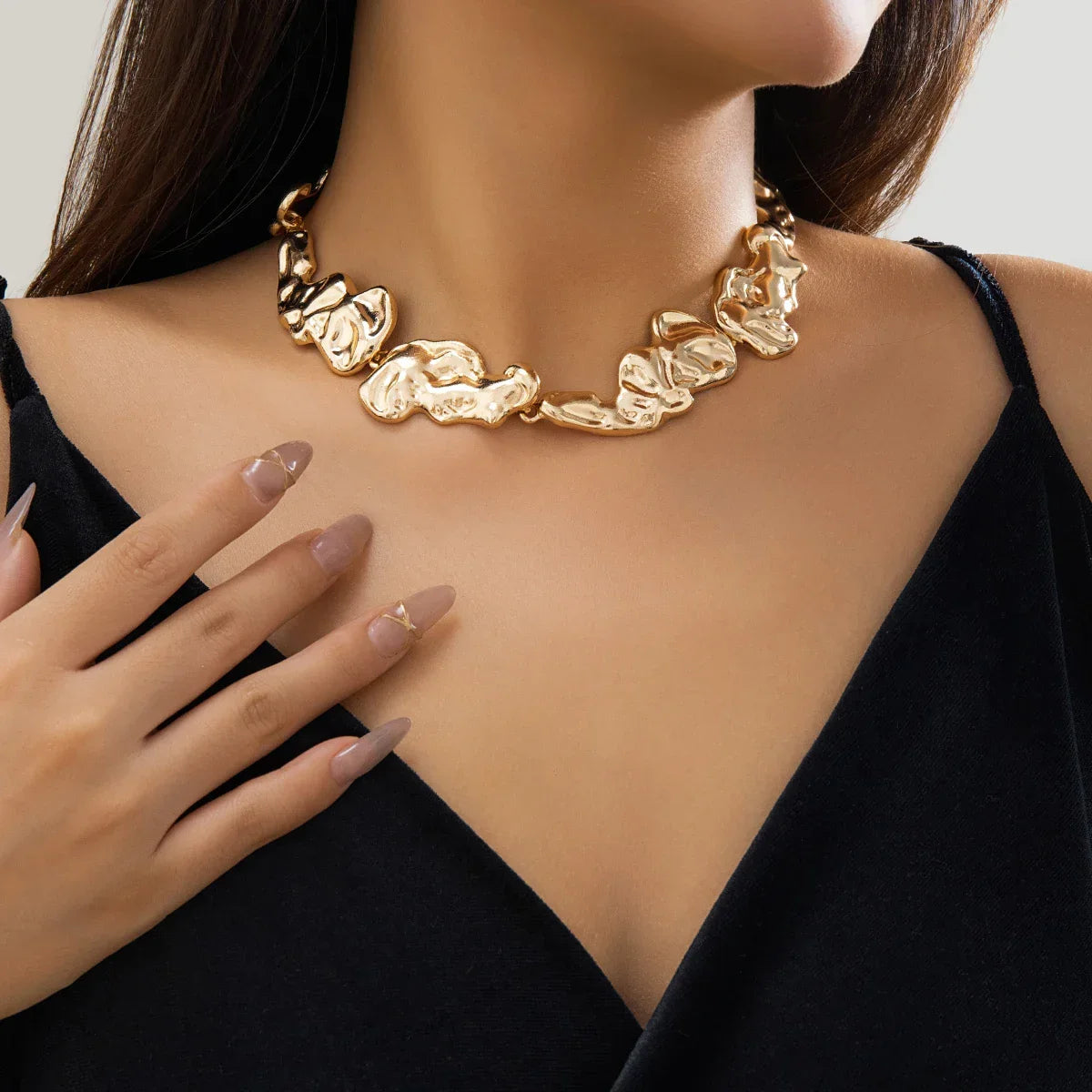 Irregular Metal Patchwork Choker - Piña Colada