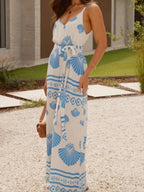 Woman Jumpsuits Elegant Summer Printed V Neck Sleeveless - Piña Colada