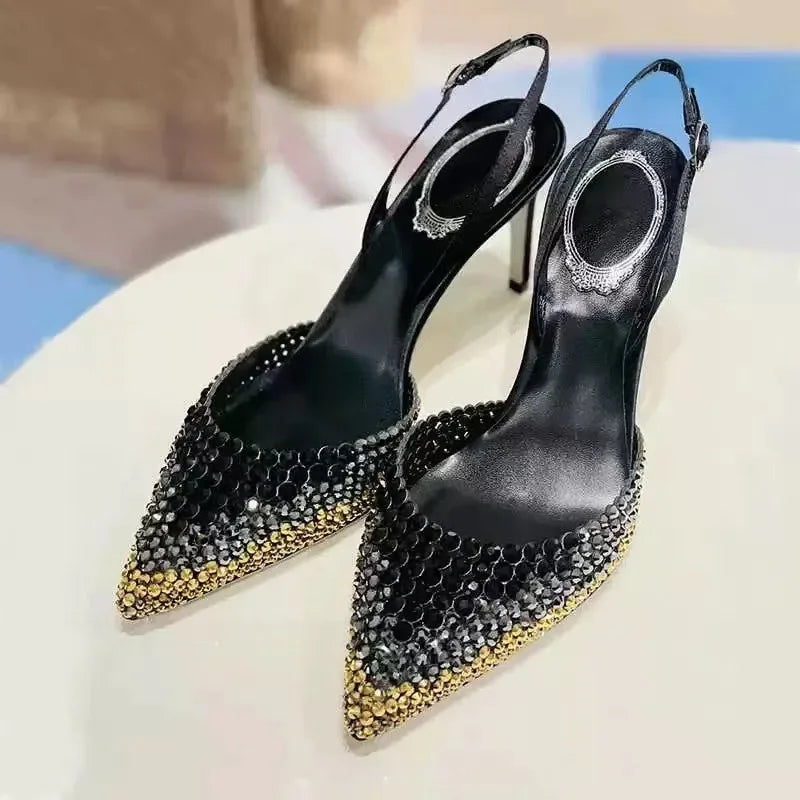 Luxury Rhinestones Gradient Slingbacks Pumps - Piña Colada