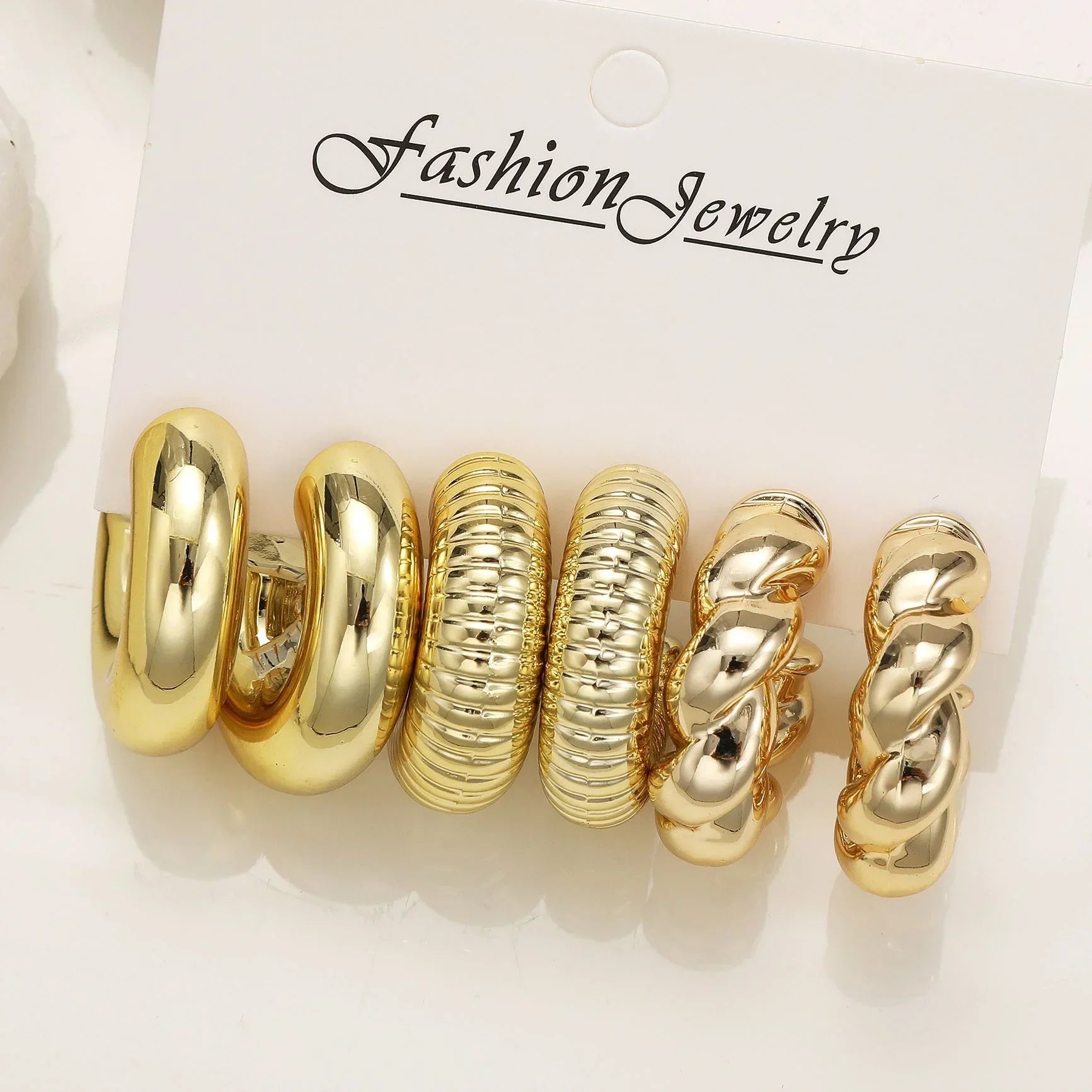 12pcs/Set Classic Twist C Shape Earrings - Piña Colada