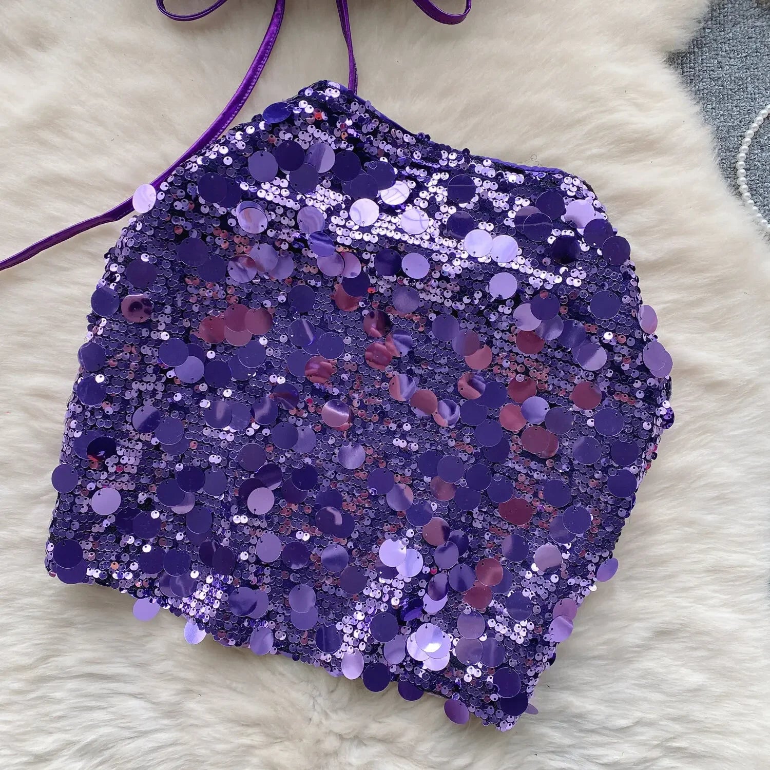 Sequin Top And Skirt Set Sparkly - Piña Colada