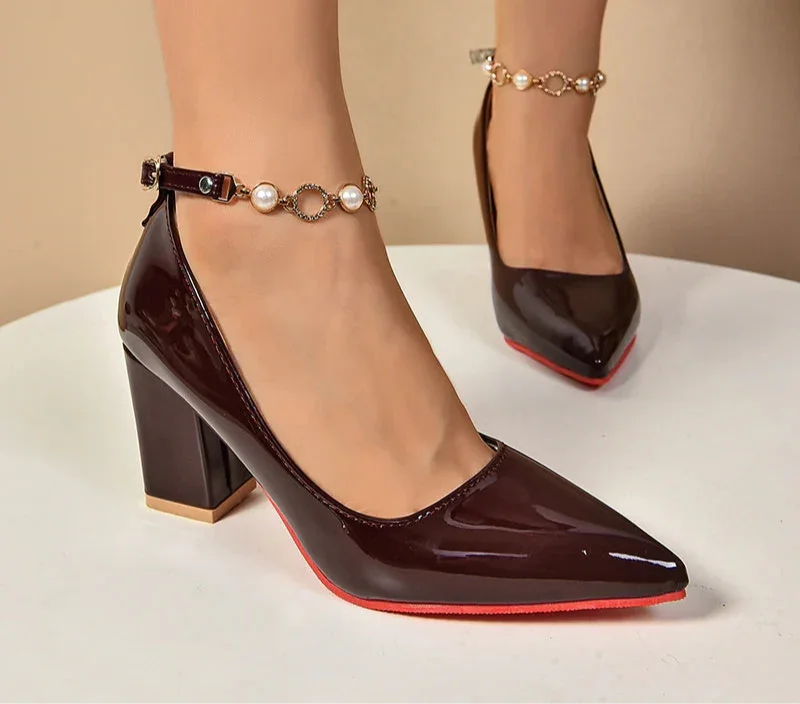 7cm Chunky Heels Pumps - Piña Colada
