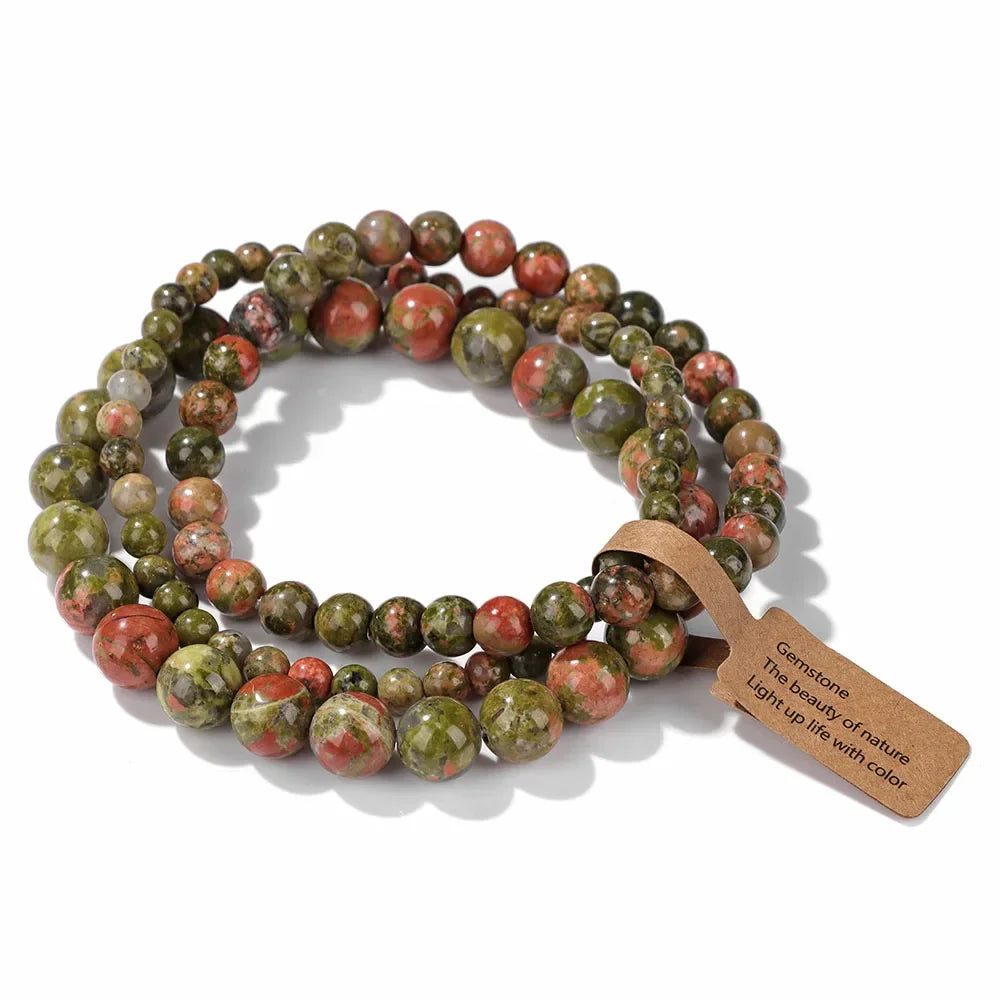 3Pcs Natural Stone Beaded Bracelets Set - Piña Colada