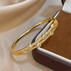 Gold Double Layer Rhinestone Bangle