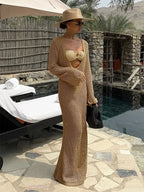 Sexy U-neck Knit Maxi Dress - Piña Colada