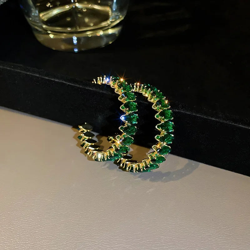 Hoop Earrings Zircon Crystal - Piña Colada