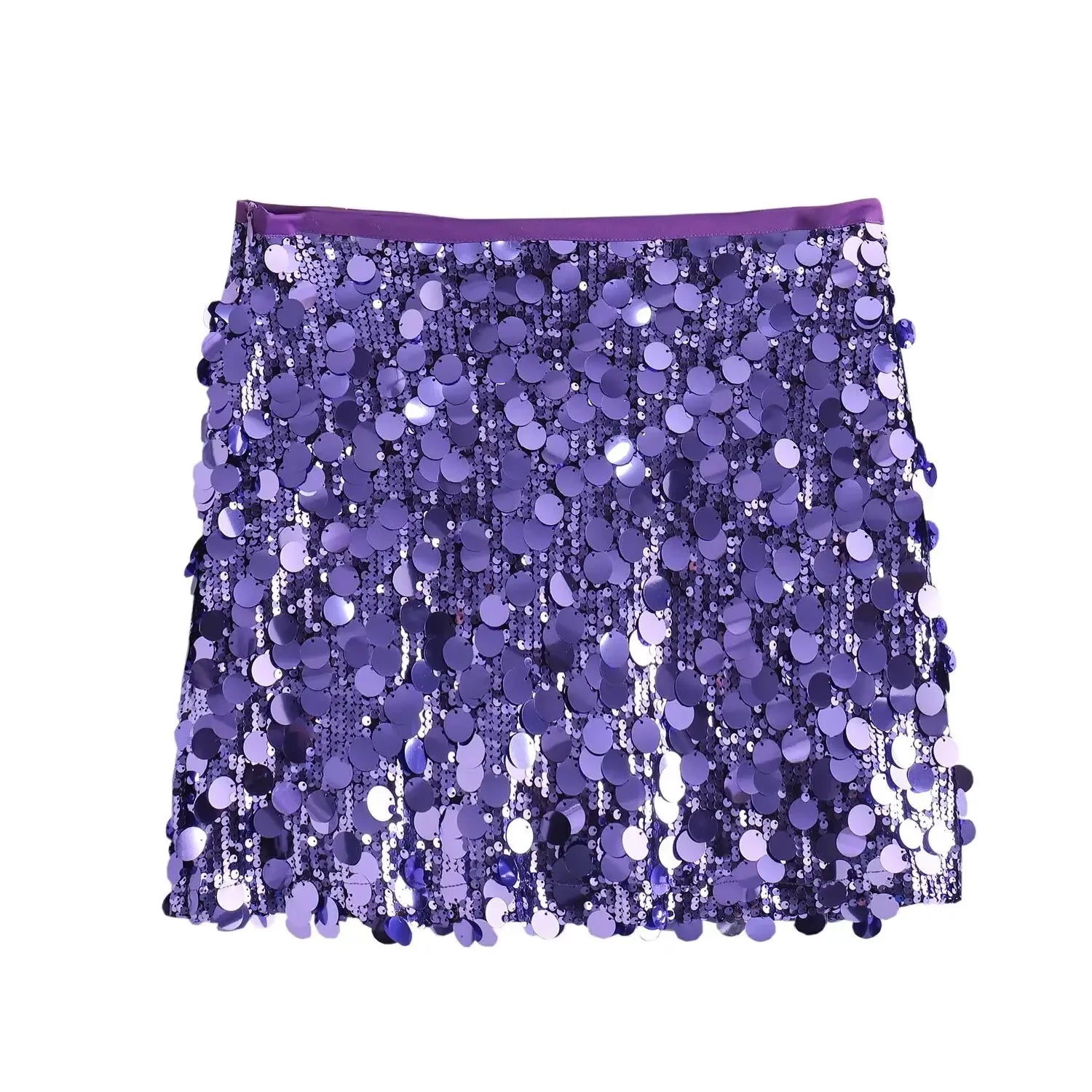 High Waist Sequined Mini Skirt - Piña Colada