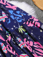 Draped Print V-Neck Maxi Dress – Beachwear Edition - Piña Colada