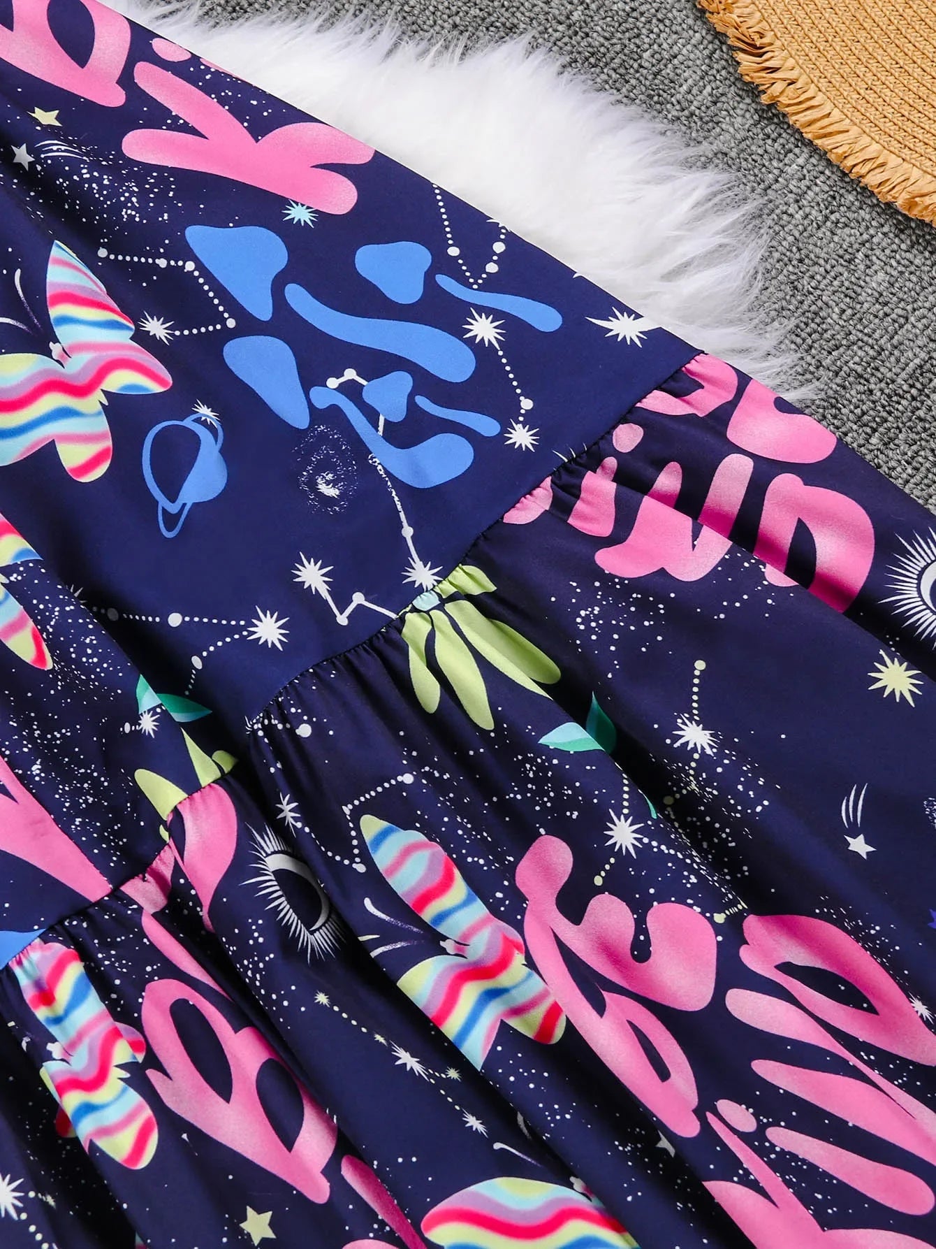 Draped Print V-Neck Maxi Dress – Beachwear Edition - Piña Colada