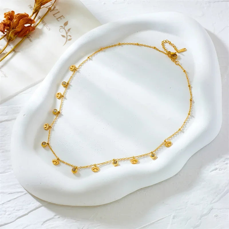 Pretty Eye Chunky Chain Necklace - Piña Colada