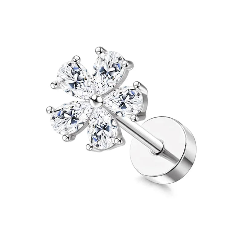 Moon-Shaped Screw-Back Stud Earring - Piña Colada