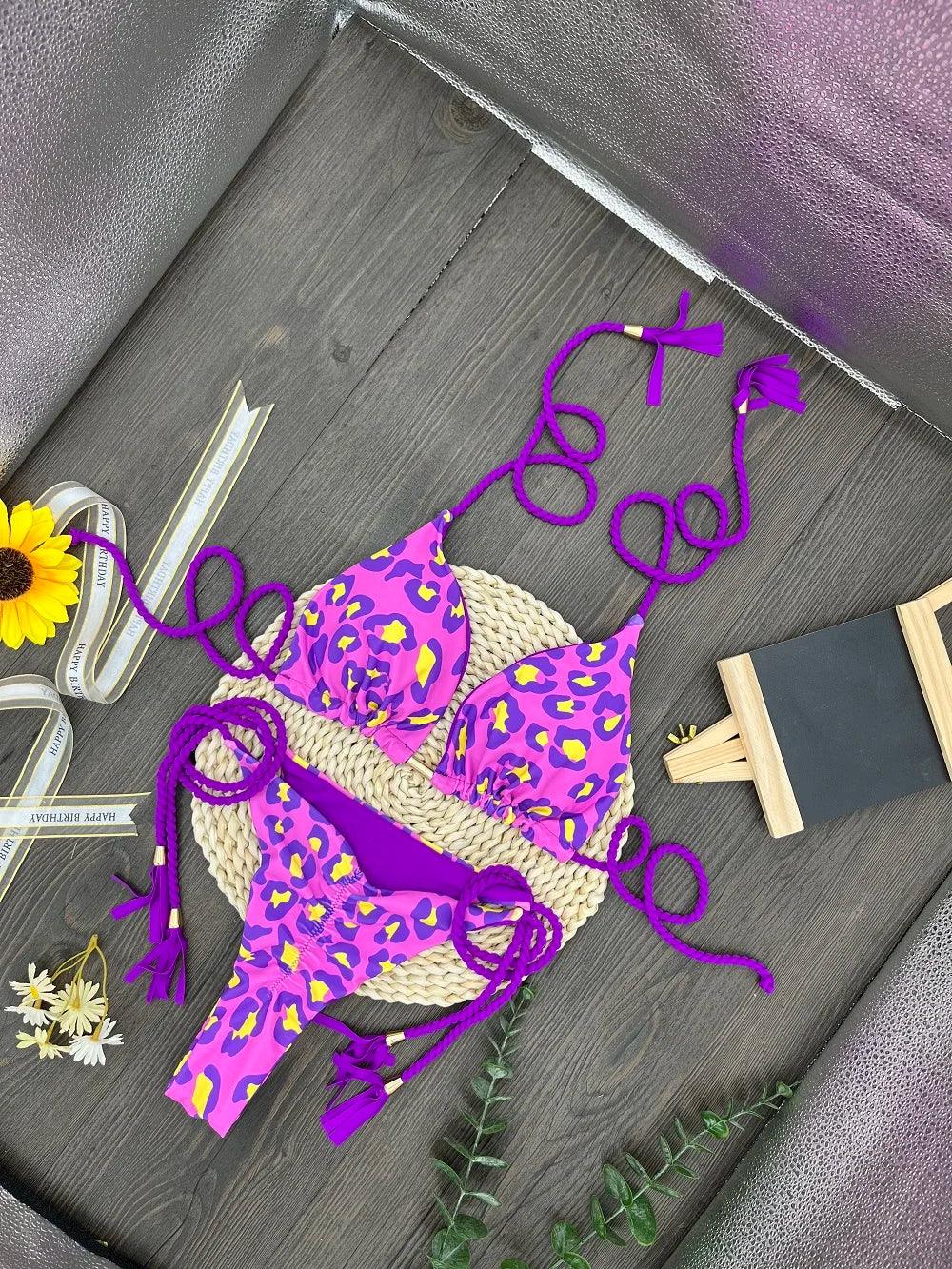Leopard Print Bikini Set Swimsuit - Piña Colada