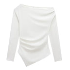 Asymmetrical Square Neck Crop Blouse – Streetwear Chic - Piña Colada