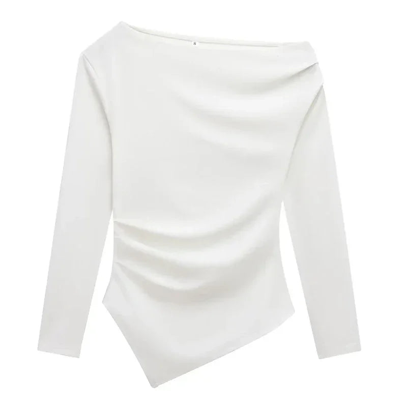 Asymmetrical Square Neck Crop Blouse – Streetwear Chic - Piña Colada