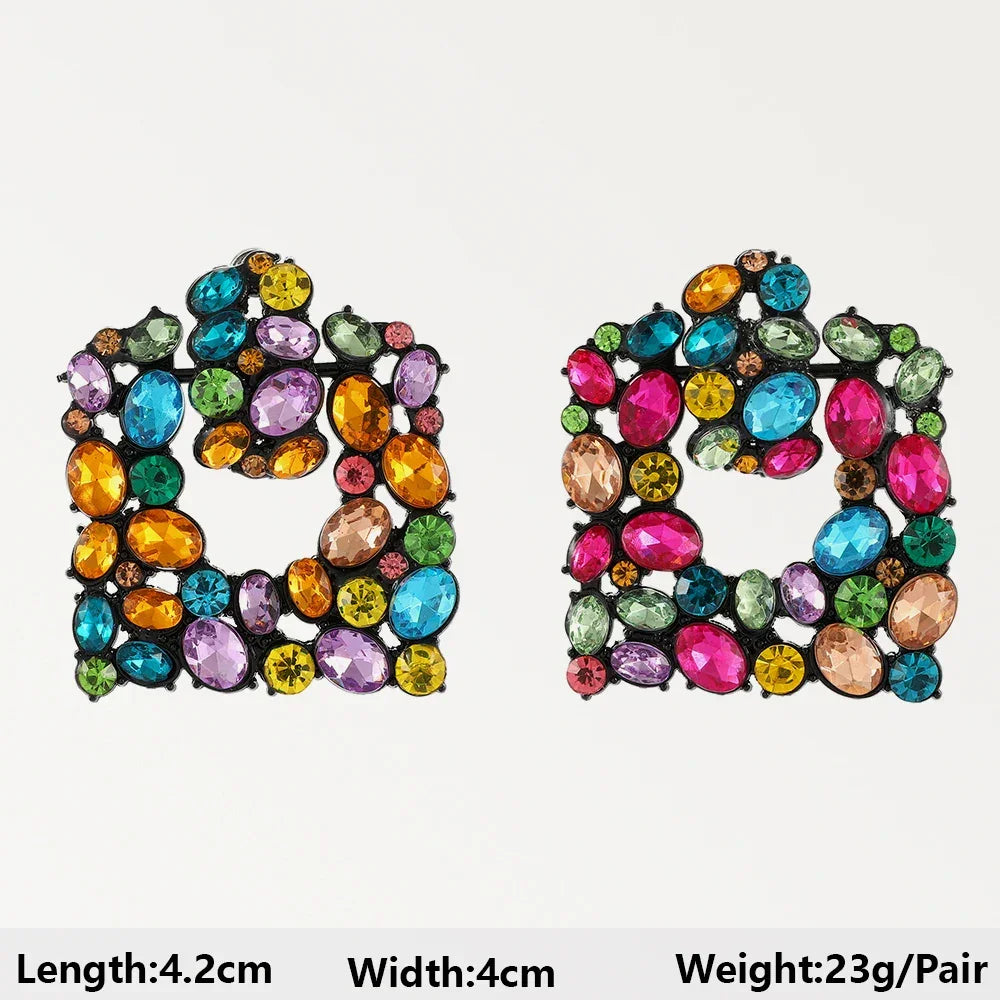 Boho Multicolor Beaded Crystal Dangle Earrings - Piña Colada
