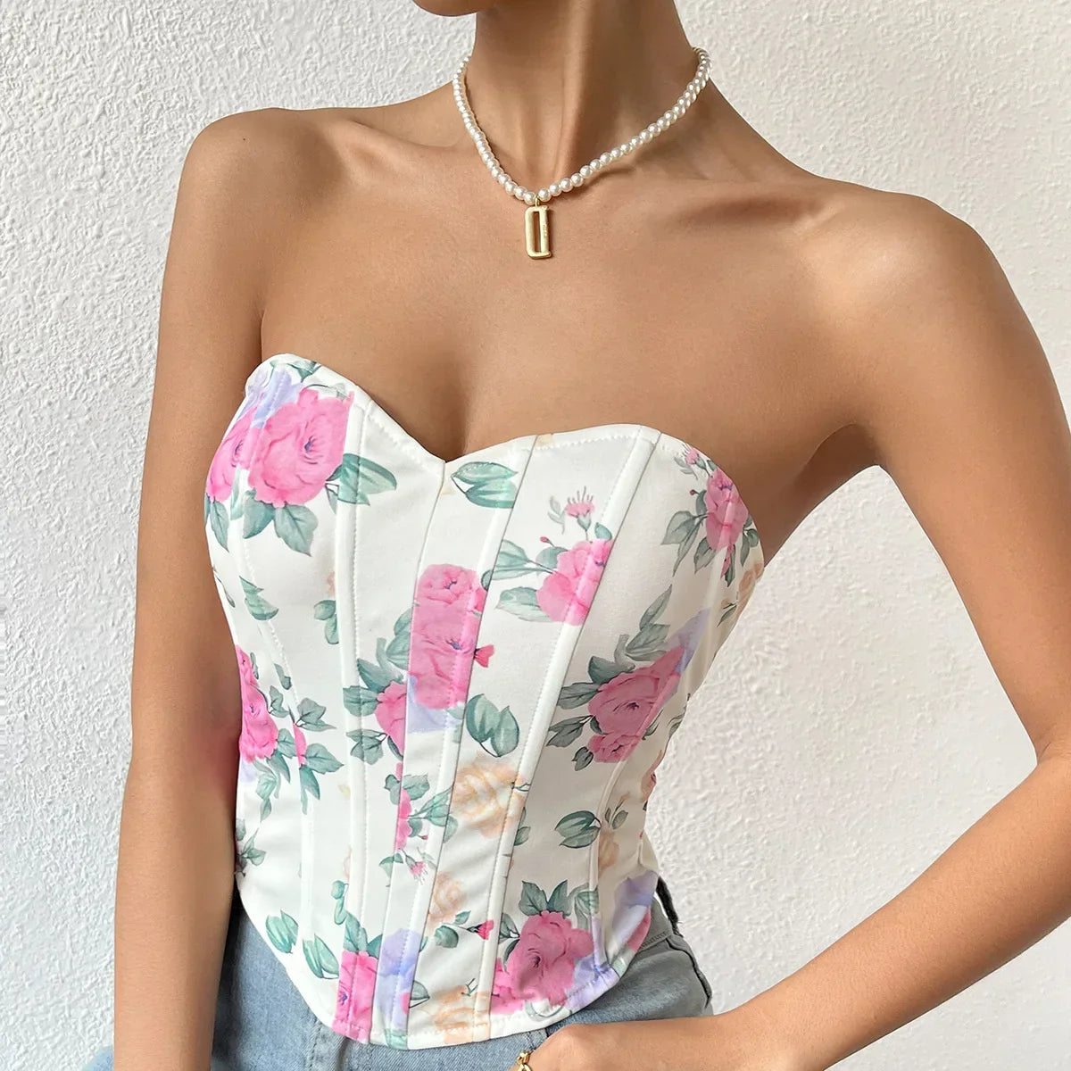 Off Shoulder Tank Top Low Cut Open Back - Piña Colada